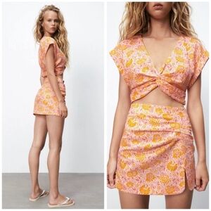 ZARA FLORAL LINEN SKIRT SET